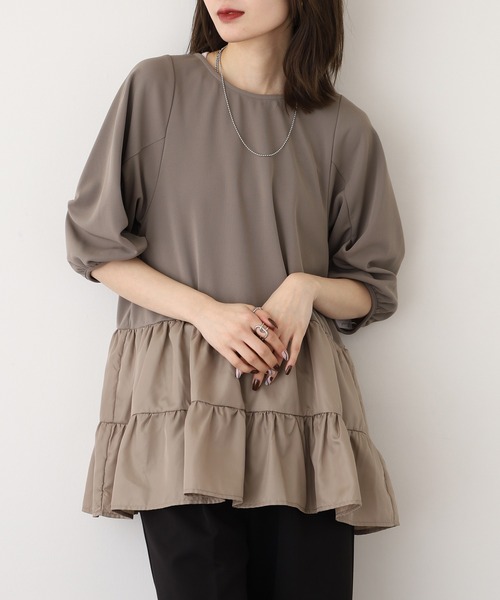 EGLANTINE(エグランティーヌ)の「EGLANTINE ティアードカットソー(Tシャツ/カットソー・レディース・キャメル/ブラック/カーキ・40)」の21枚目の写真