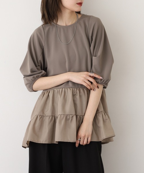 EGLANTINE(エグランティーヌ)の「EGLANTINE ティアードカットソー(Tシャツ/カットソー・レディース・キャメル/ブラック/カーキ・40)」の22枚目の写真