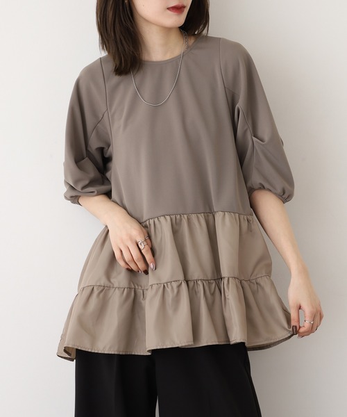 EGLANTINE(エグランティーヌ)の「EGLANTINE ティアードカットソー(Tシャツ/カットソー・レディース・キャメル/ブラック/カーキ・40)」の10枚目の写真