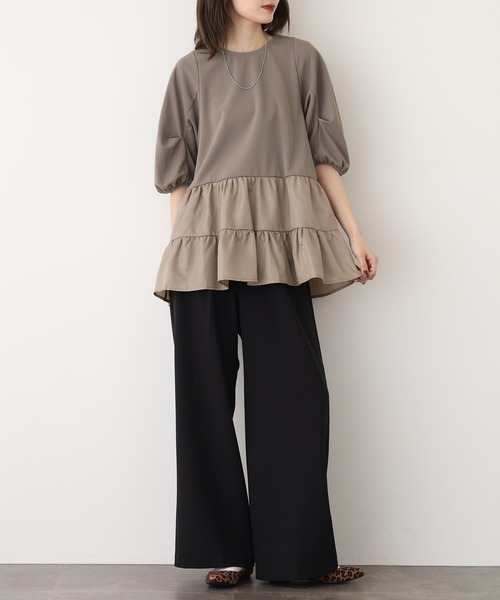 EGLANTINE(エグランティーヌ)の「EGLANTINE ティアードカットソー(Tシャツ/カットソー・レディース・キャメル/ブラック/カーキ・40)」の11枚目の写真