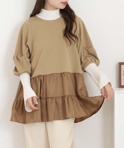 EGLANTINE(エグランティーヌ)の「EGLANTINE ティアードカットソー(Tシャツ/カットソー・レディース・キャメル/ブラック/カーキ・40)」の14枚目の写真