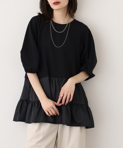 EGLANTINE(エグランティーヌ)の「EGLANTINE ティアードカットソー(Tシャツ/カットソー・レディース・キャメル/ブラック/カーキ・40)」の16枚目の写真