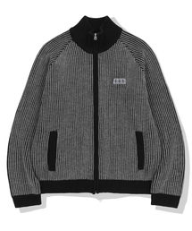 NOT4NERD（ノットフォーナード）の「444 Logo Two Tone Rib Knit Zip Up - Charcoal（カーディガン/ボレロ）」