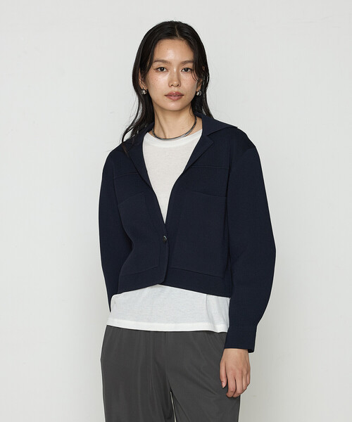 Gabardine K.T(ギャバジンケーティー)の「〔 +サイズ 〕 ブライトストレッチヤーン ミラノリブシャツジャケット(その他アウター・レディース・グレー・13号)」の8枚目の写真