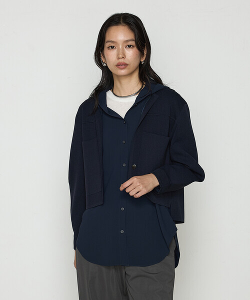 Gabardine K.T(ギャバジンケーティー)の「〔 +サイズ 〕 ブライトストレッチヤーン ミラノリブシャツジャケット(その他アウター・レディース・グレー・13号)」の10枚目の写真