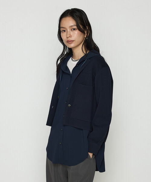 Gabardine K.T(ギャバジンケーティー)の「〔 +サイズ 〕 ブライトストレッチヤーン ミラノリブシャツジャケット(その他アウター・レディース・グレー・13号)」の11枚目の写真