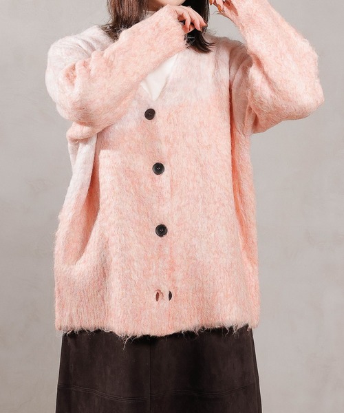 en CAnAF(エンカナフ)の「【冬コーデが一瞬で華やぐ】シャギー ニット カーディガン 秋服 冬服(カーディガン/ボレロ・レディース・ブラウン/ピンク/アイボリー/ブルー・フリー)」の4枚目の写真