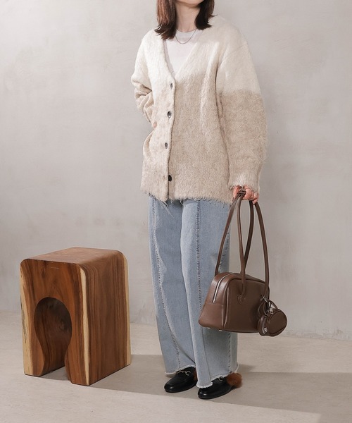 en CAnAF(エンカナフ)の「【冬コーデが一瞬で華やぐ】シャギー ニット カーディガン 秋服 冬服(カーディガン/ボレロ・レディース・ブラウン/ピンク/アイボリー/ブルー・フリー)」の12枚目の写真