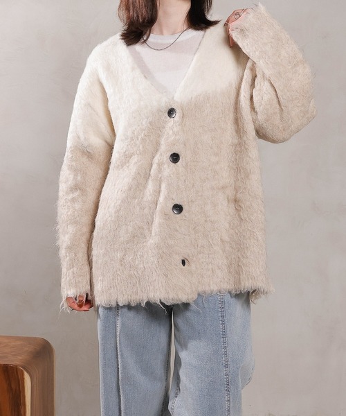 セール】【冬コーデが一瞬で華やぐ】シャギー ニット カーディガン 秋