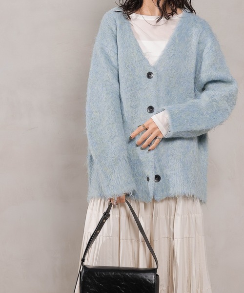 en CAnAF(エンカナフ)の「【冬コーデが一瞬で華やぐ】シャギー ニット カーディガン 秋服 冬服(カーディガン/ボレロ・レディース・ブラウン/ピンク/アイボリー/ブルー・フリー)」の15枚目の写真