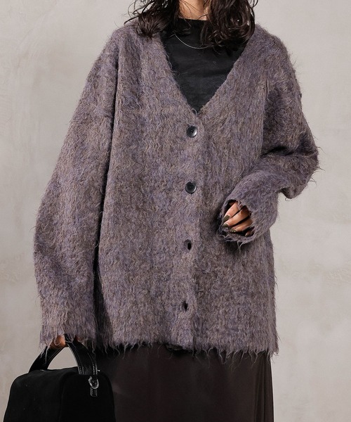 en CAnAF(エンカナフ)の「【冬コーデが一瞬で華やぐ】シャギー ニット カーディガン 秋服 冬服(カーディガン/ボレロ・レディース・ブラウン/ピンク/アイボリー/ブルー・フリー)」の6枚目の写真