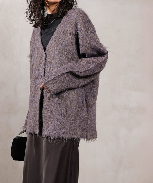 en CAnAF(エンカナフ)の「【冬コーデが一瞬で華やぐ】シャギー ニット カーディガン 秋服 冬服(カーディガン/ボレロ・レディース・ブラウン/ピンク/アイボリー/ブルー・フリー)」の5枚目の写真