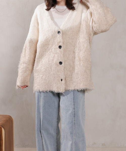 en CAnAF(エンカナフ)の「【冬コーデが一瞬で華やぐ】シャギー ニット カーディガン 秋服 冬服(カーディガン/ボレロ・レディース・ブラウン/ピンク/アイボリー/ブルー・フリー)」の11枚目の写真