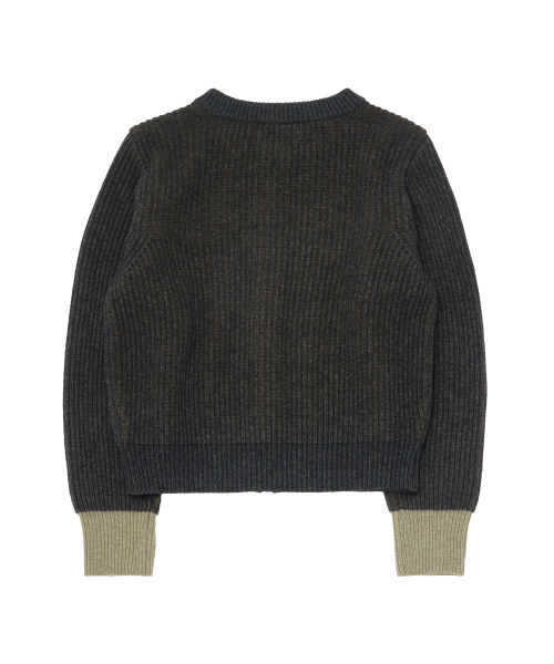 COTTE(コッテ)の「アーガイルツートンリブドジップアップニット(チャコール)(ニット/セーター・レディース・その他・size2/size1)」の3枚目の写真