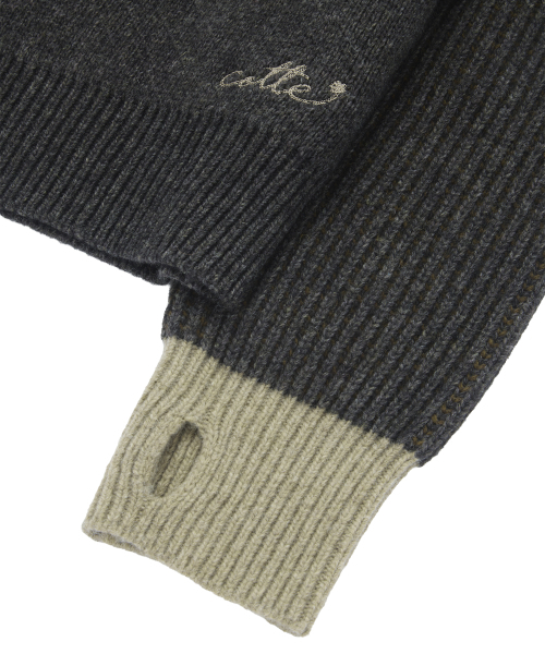 COTTE(コッテ)の「アーガイルツートンリブドジップアップニット(チャコール)(ニット/セーター・レディース・その他・size2/size1)」の6枚目の写真