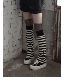 HETIT（ヘティ）の「ギャルルーズレッグウォーマー（クリームブラック）（レッグウォーマー・レディース）」