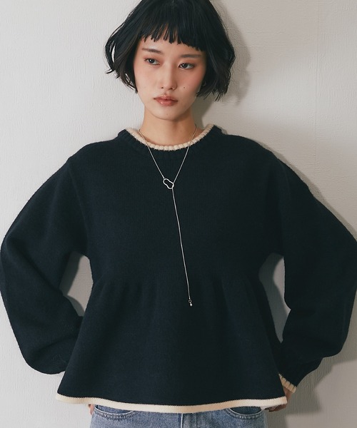 セール】配色ペプラムニット（ニット/セーター）｜ANOTHER S（アナザー