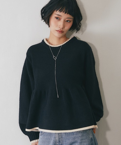 ANOTHER S（アナザーエス）の「配色ペプラムニット（ニット/セーター・レディース・ブラウン/チャコールグレー/ブラック・FREE）」の13枚目の写真