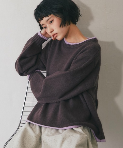 セール】配色ペプラムニット（ニット/セーター）｜ANOTHER S（アナザー