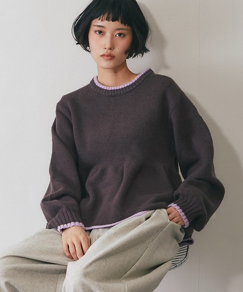 セール】配色ペプラムニット（ニット/セーター）｜ANOTHER S（アナザー