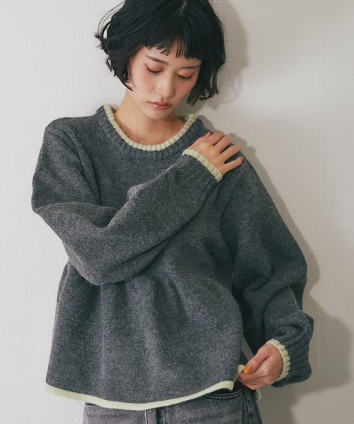 ANOTHER S（アナザーエス）の「配色ペプラムニット（ニット/セーター・レディース・ブラウン/チャコールグレー/ブラック・FREE）」の21枚目の写真