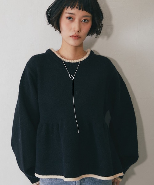 セール】配色ペプラムニット（ニット/セーター）｜ANOTHER S（アナザー