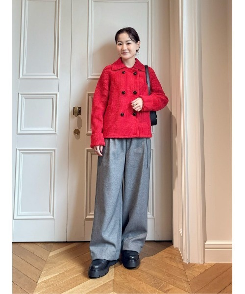 allureville(アルアバイル)の「ウールライクフランネルヨークレスパンツ(その他パンツ・レディース・グレー系その他/ブラック/オフホワイト・2/1)」の16枚目の写真