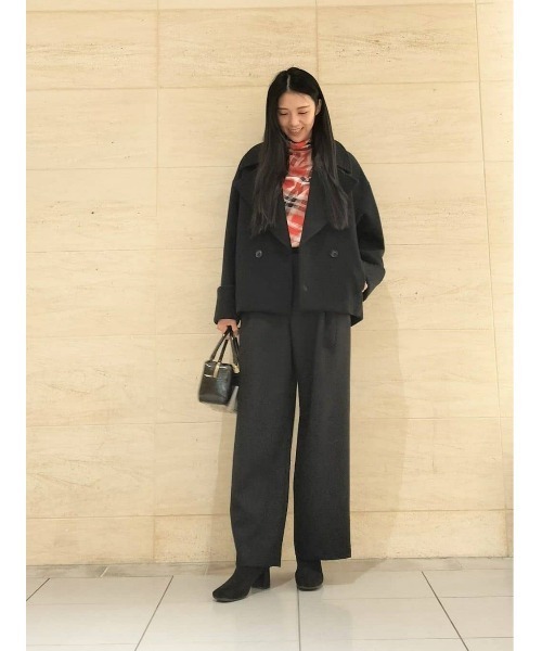 allureville(アルアバイル)の「ウールライクフランネルヨークレスパンツ(その他パンツ・レディース・グレー系その他/ブラック/オフホワイト・2/1)」の18枚目の写真