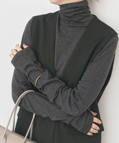 Spick & Span（スピックアンドスパン）の「《WEB限定カラー有り / 追加2》ハイネックプルオーバー（Tシャツ/カットソー・レディース・レッド/ホワイト/スミクロ・FREE）」の10枚目の写真