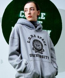 COME（シーオーエムイー）の「[UNISEX] Faux Shearling-Trimmed Cotton-Jersey Hoodie (Grey)（パーカー）」