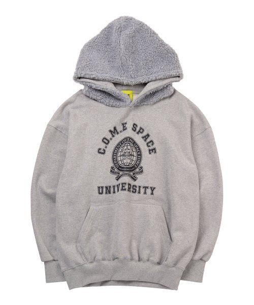 COME（シーオーエムイー）の「[UNISEX] Faux Shearling-Trimmed Cotton-Jersey Hoodie (Grey)（パーカー・レディース・その他・1(M)/2(L)）」の2枚目の写真