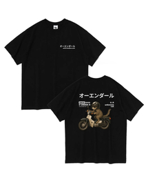 RIDING BIKE CAT オーバーサイズ 半袖Tシャツ (ブラック)