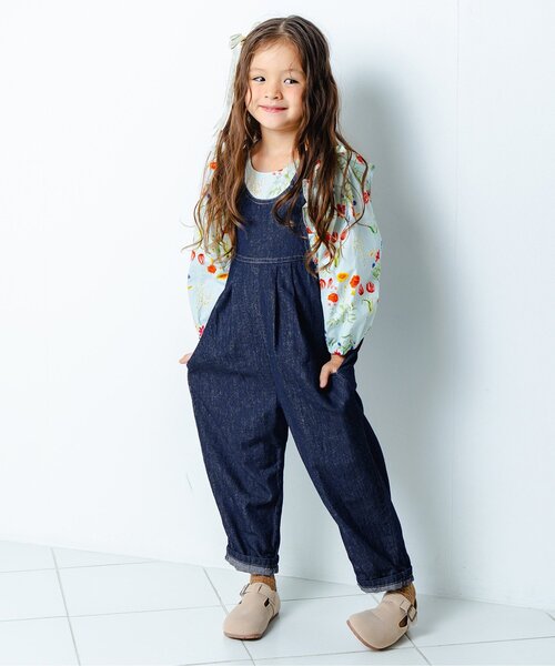 Boribon(ボリボン)の「ココデニムサロペット(サロペット/オーバーオール・キッズ・ストライプ/ネイビー・120/110/100/90/80/70)」の3枚目の写真