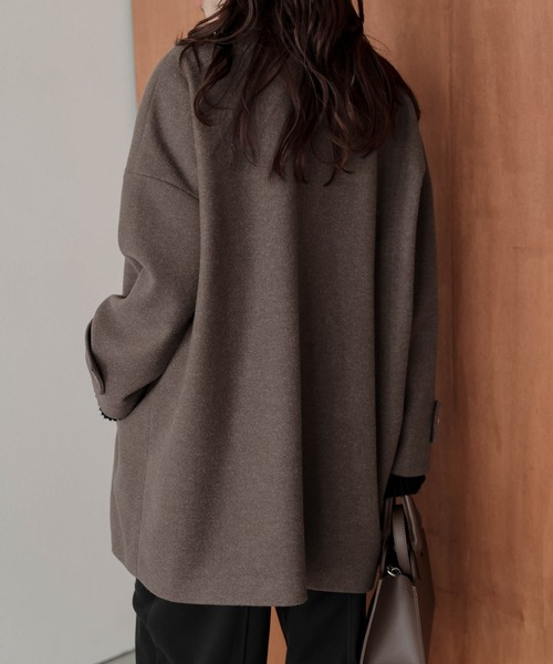 AMELY（エミリー）の「ダブルボタンウール混ピーコート（ピーコート・レディース・グレー/ブラック/ブラウン・フリー）」の6枚目の写真