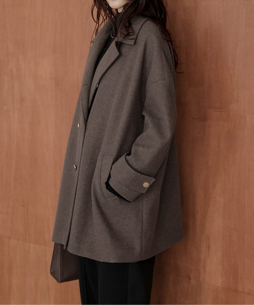 AMELY（エミリー）の「ダブルボタンウール混ピーコート（ピーコート・レディース・グレー/ブラック/ブラウン・フリー）」の9枚目の写真