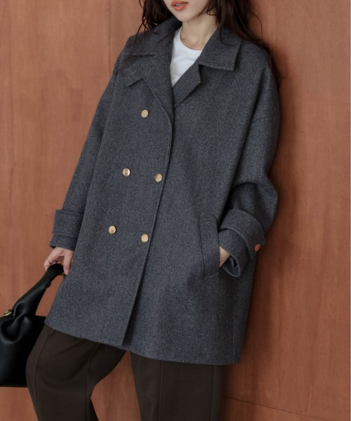 AMELY（エミリー）の「ダブルボタンウール混ピーコート（ピーコート・レディース・グレー/ブラック/ブラウン・フリー）」の11枚目の写真