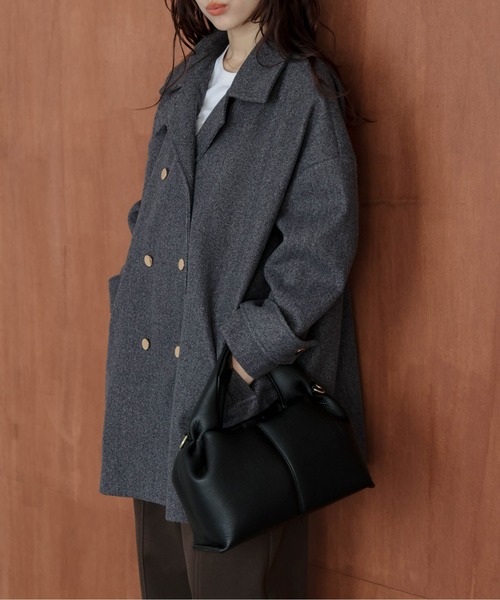 AMELY（エミリー）の「ダブルボタンウール混ピーコート（ピーコート・レディース・グレー/ブラック/ブラウン・フリー）」の12枚目の写真