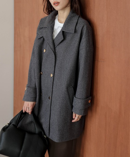 AMELY（エミリー）の「ダブルボタンウール混ピーコート（ピーコート・レディース・グレー/ブラック/ブラウン・フリー）」の15枚目の写真