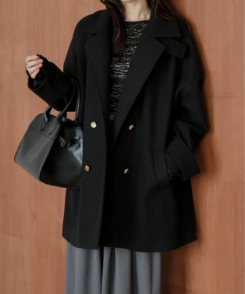 セール】ダブルボタンウール混ピーコート（ピーコート）｜AMELY