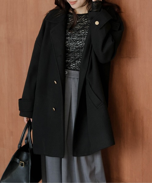 AMELY（エミリー）の「ダブルボタンウール混ピーコート（ピーコート・レディース・グレー/ブラック/ブラウン・フリー）」の19枚目の写真