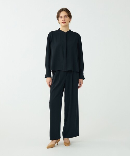 BALLSEY（ボールジィ）の「サンディジョーゼット タックワイドパンツ（その他パンツ・レディース・ネイビー/グリーン/ライトベージュ・36/34/32）」の4枚目の写真