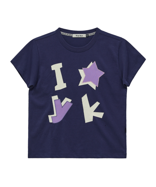 WaiKei（ワイケイ）の「YKチェックアプリケ半袖Tシャツネイビー（Tシャツ/カットソー・レディース・その他・0/1/2）」の2枚目の写真