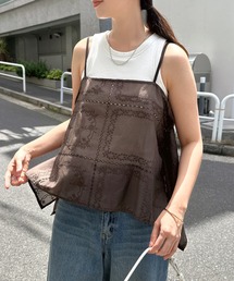 【新色追加】パッチワーク風刺繍キャミソールビスチェ