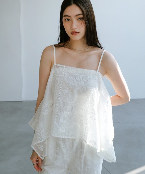 セール】パッチワーク風刺繍キャミソールビスチェ（キャミソール