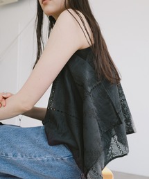 【新色追加】パッチワーク風刺繍キャミソールビスチェ