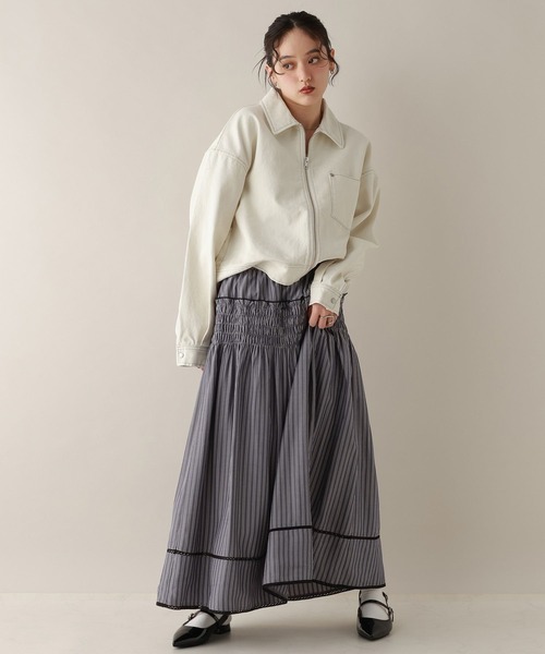 RAGEBLUE(レイジブルー)の「ストライプシャーリングスカート(スカート・レディース・グレー/ブルー・FREE)」の4枚目の写真