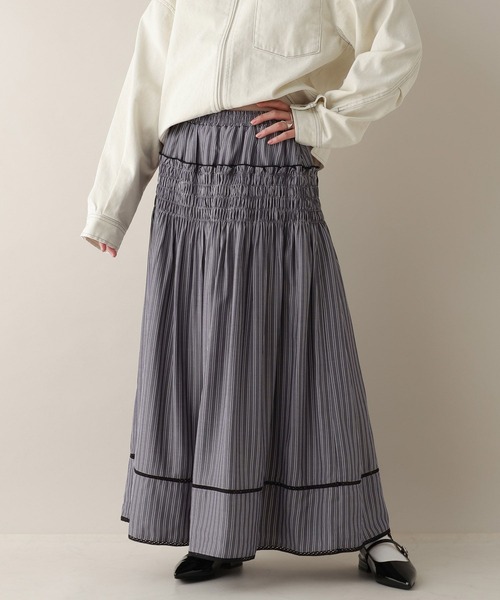 RAGEBLUE(レイジブルー)の「ストライプシャーリングスカート(スカート・レディース・グレー/ブルー・FREE)」の5枚目の写真