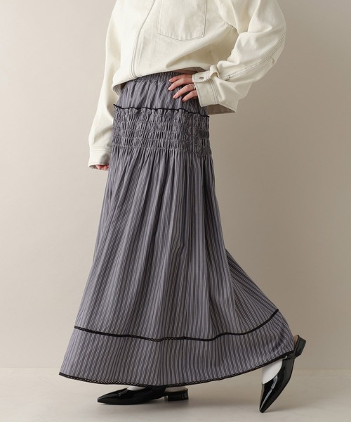 RAGEBLUE(レイジブルー)の「ストライプシャーリングスカート(スカート・レディース・グレー/ブルー・FREE)」の6枚目の写真