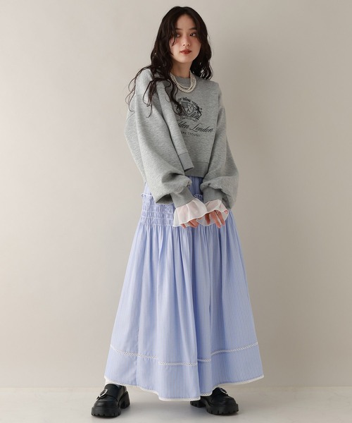RAGEBLUE(レイジブルー)の「ストライプシャーリングスカート(スカート・レディース・グレー/ブルー・FREE)」の8枚目の写真