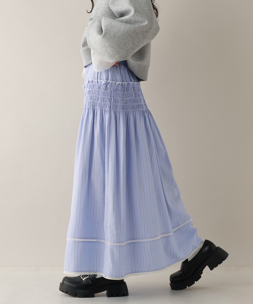 RAGEBLUE(レイジブルー)の「ストライプシャーリングスカート(スカート・レディース・グレー/ブルー・FREE)」の9枚目の写真